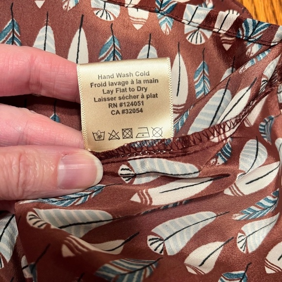 Porridge for Anthropologie Feather Print Layered Split Back Camisole Top Size M - Picture 14 of 14